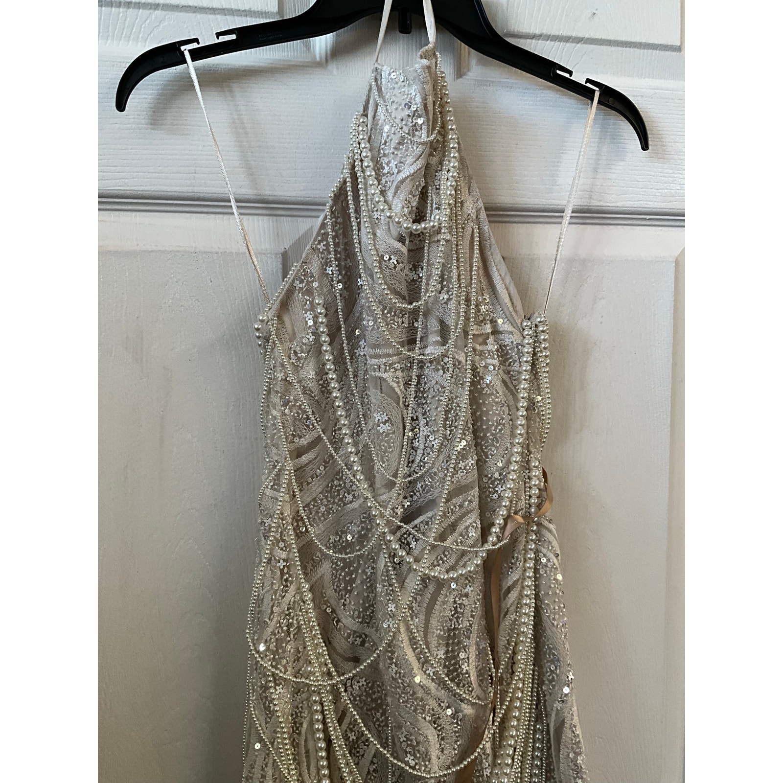 Meshki Adora Pearl Halter Mini Dress - White — image 7 of 8